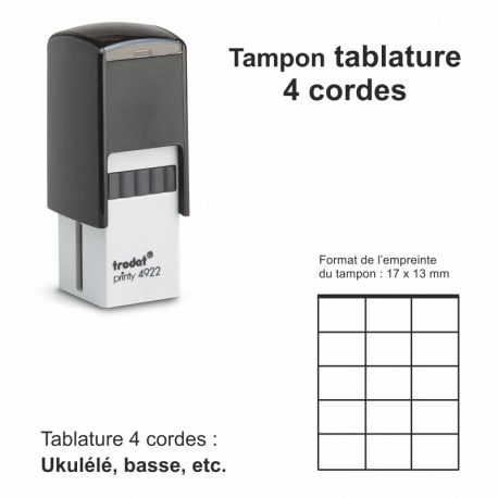 Tampon Tablature 4 cordes : ukulélé, basse