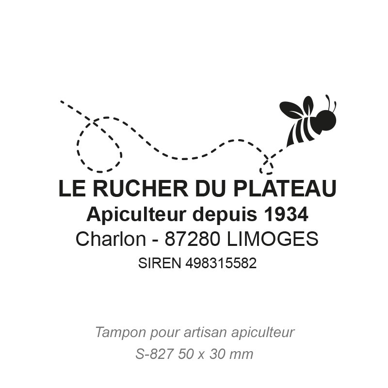 Tampon Apiculteur - Logo + Coordonnées