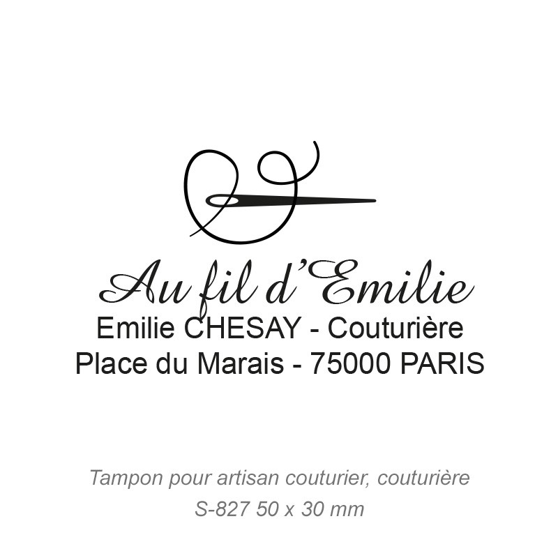 Tampon Couture Mercerie - Logo + Coordonnées