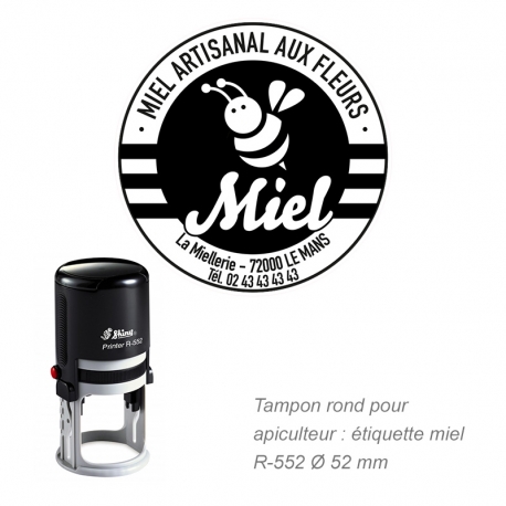 Tampon Apiculteur rond - Etiquettes Miel