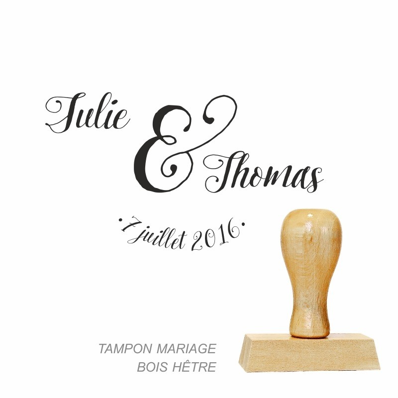 Tampon bois rond mariage à personnaliser