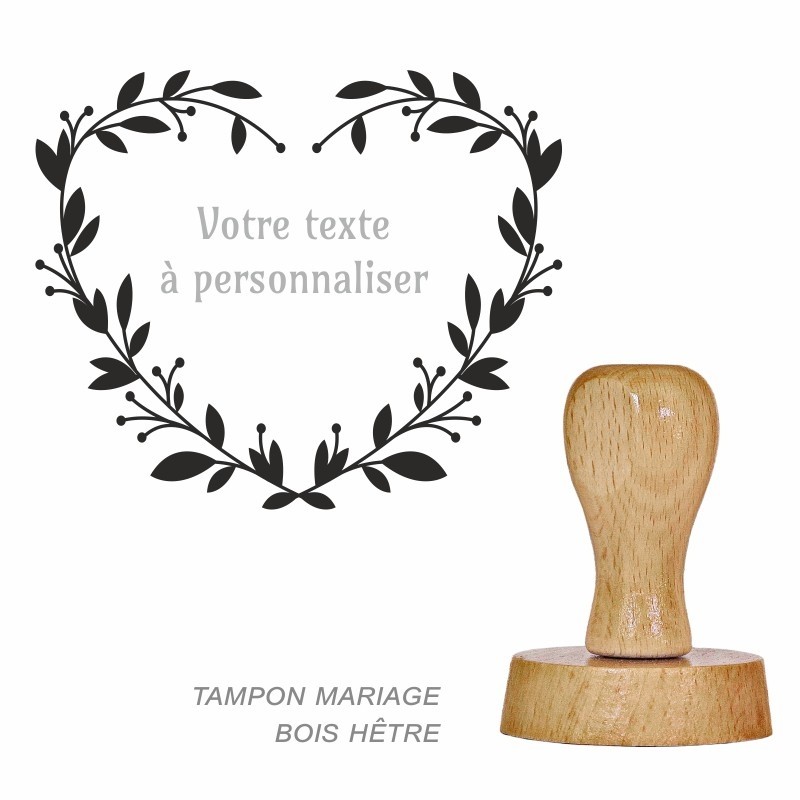 Tampon Coeur couronne à personnaliser à vos prénoms ou initiales