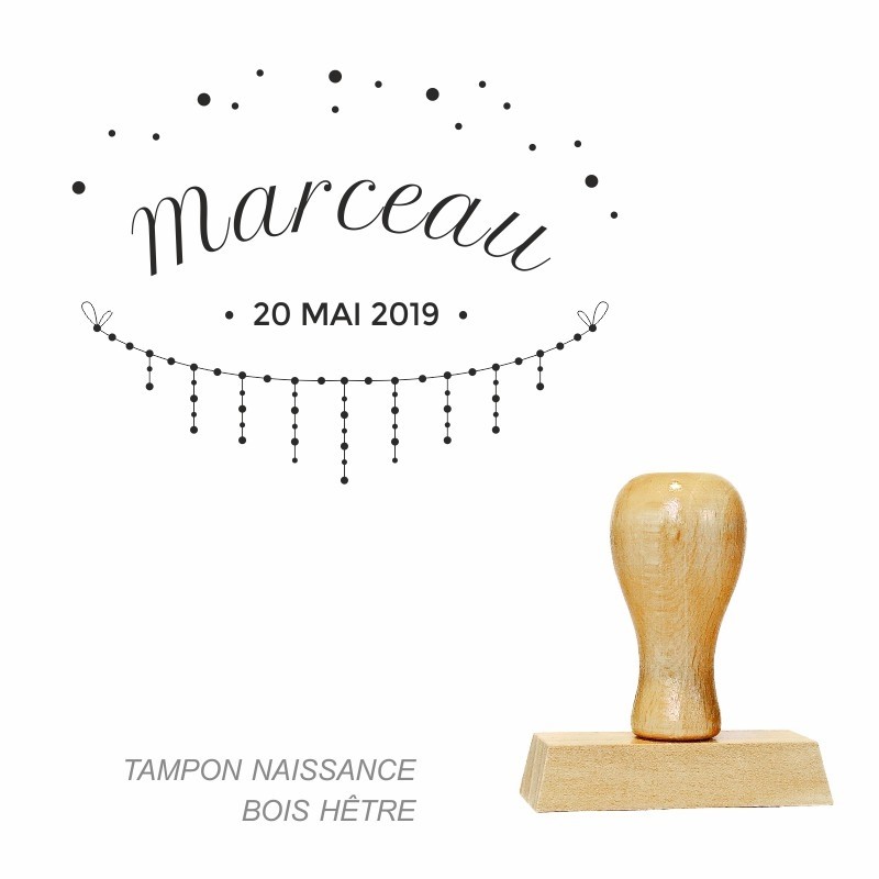Tampon bois  naissance pampille à personnaliser