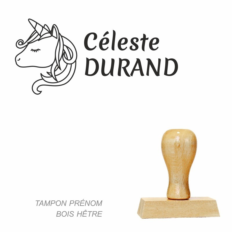 Tampon prénom Licorne rentrée des classes scolaire à personnaliser
