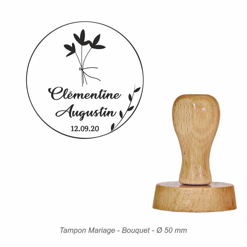 Tampon mariage en bois - motif bouquet
