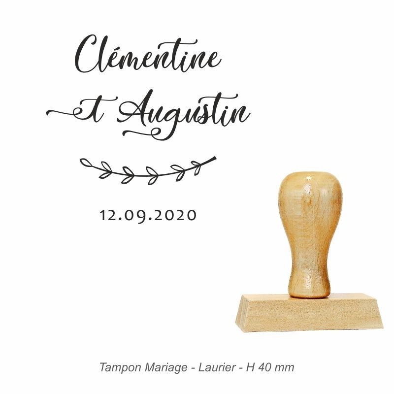 Tampon mariage en bois - motif Laurier