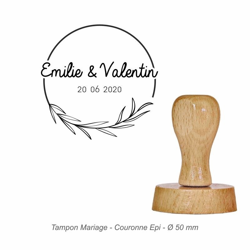 Tampon mariage en bois - motif Couronne Epi
