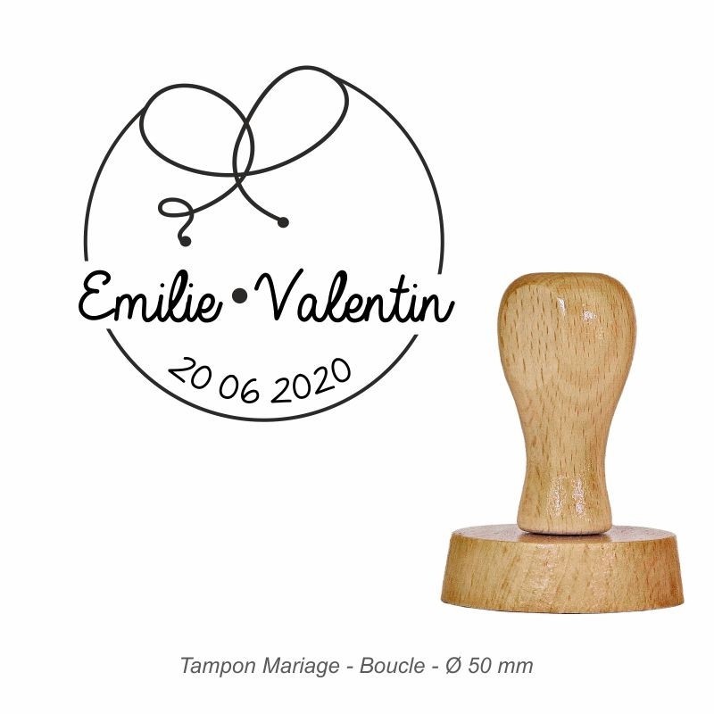 Tampon mariage en bois - motif boucle