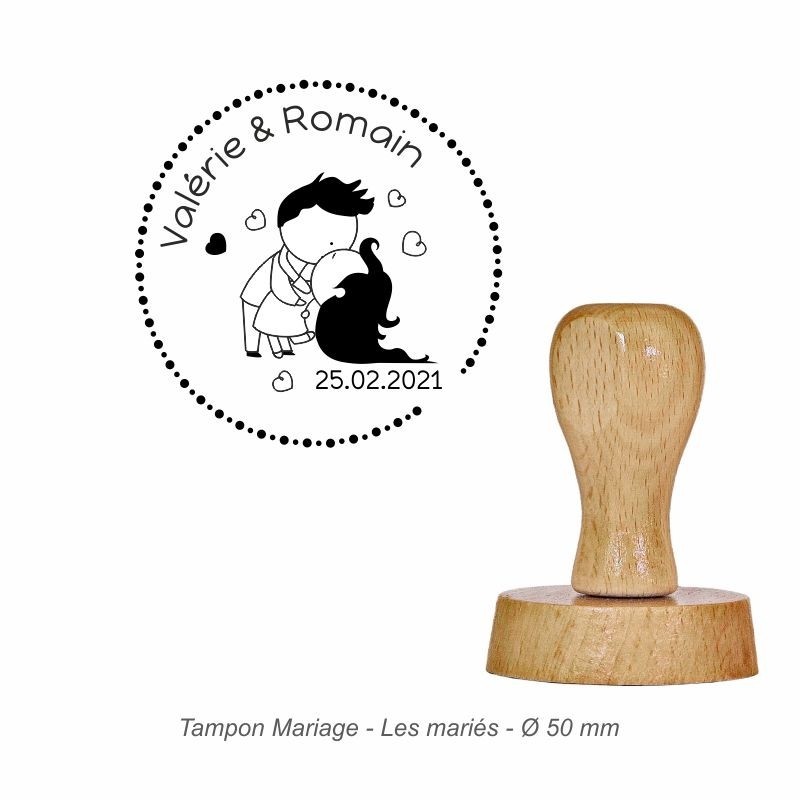 Tampon mariage en bois - motif Les mariés