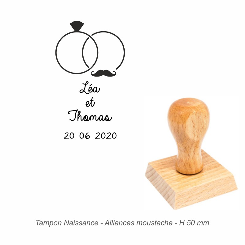 Tampon mariage en bois - motif Laurier
