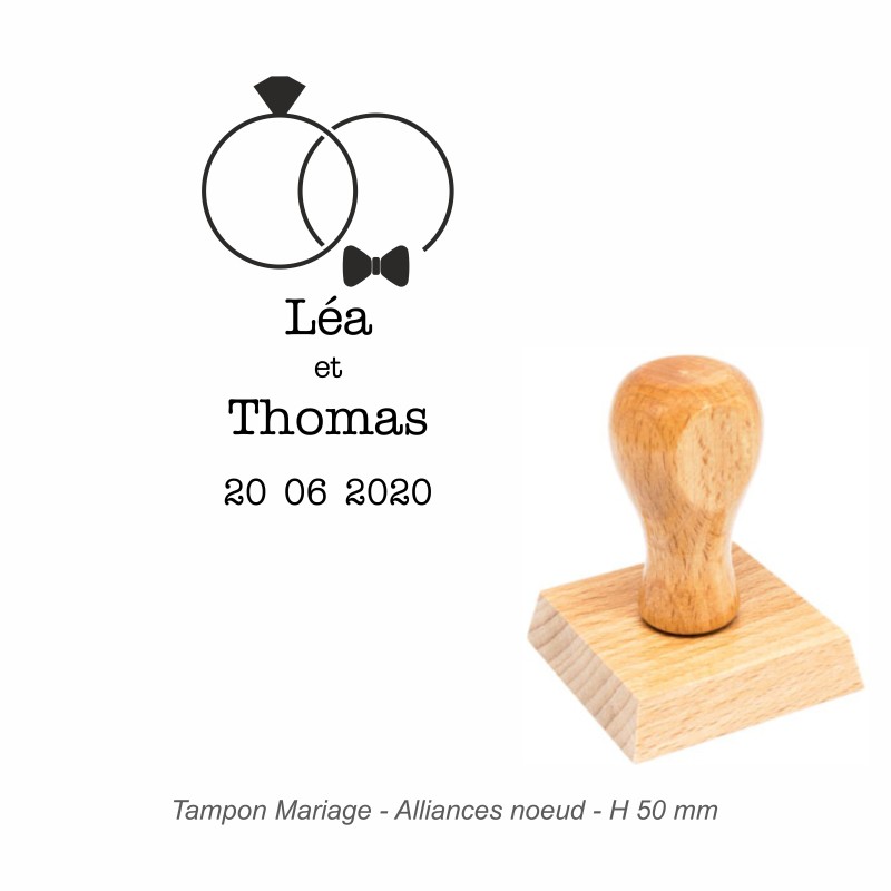 Tampon mariage en bois - motif Laurier