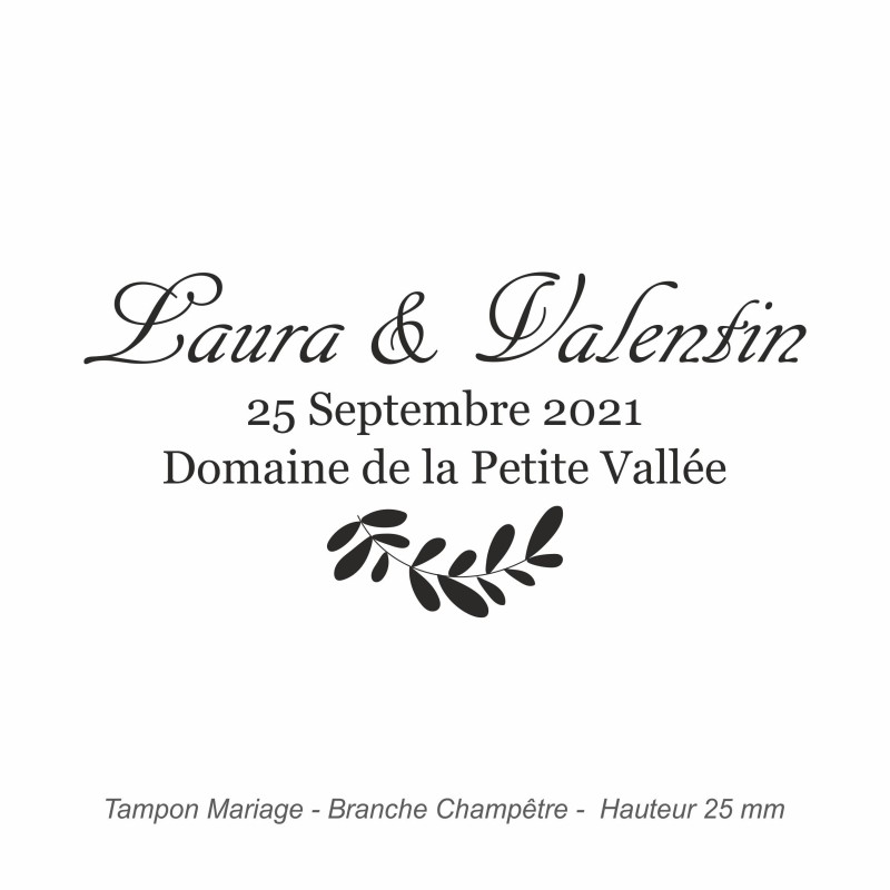 Tampon mariage en bois - motif Branche Champêtre