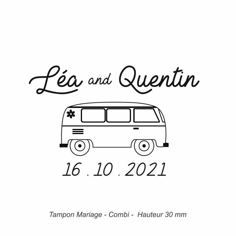 Tampon mariage en bois - motif TM Combi