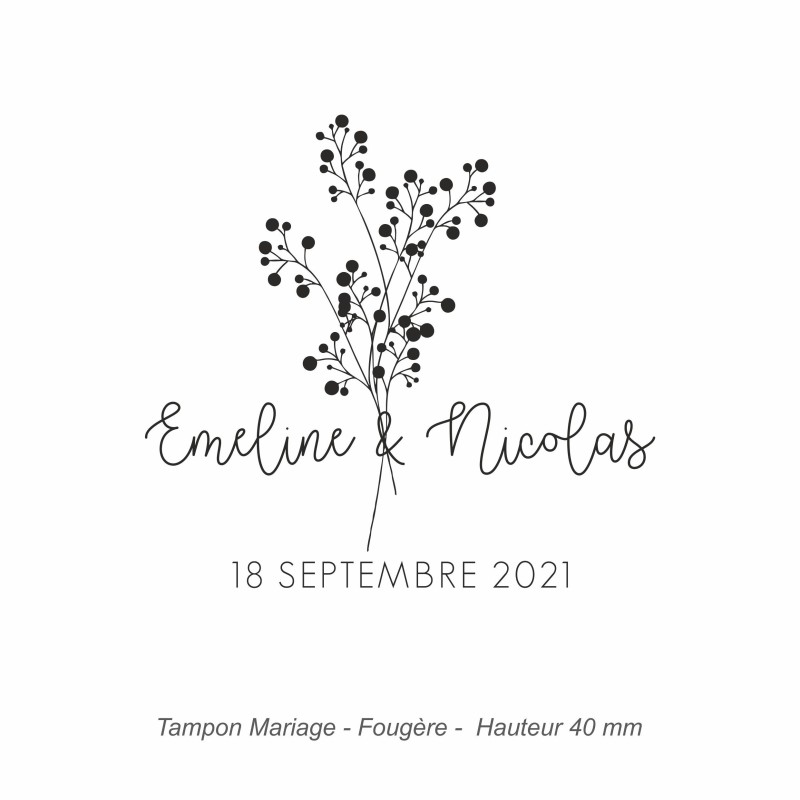 Tampon mariage en bois - motif Fougère