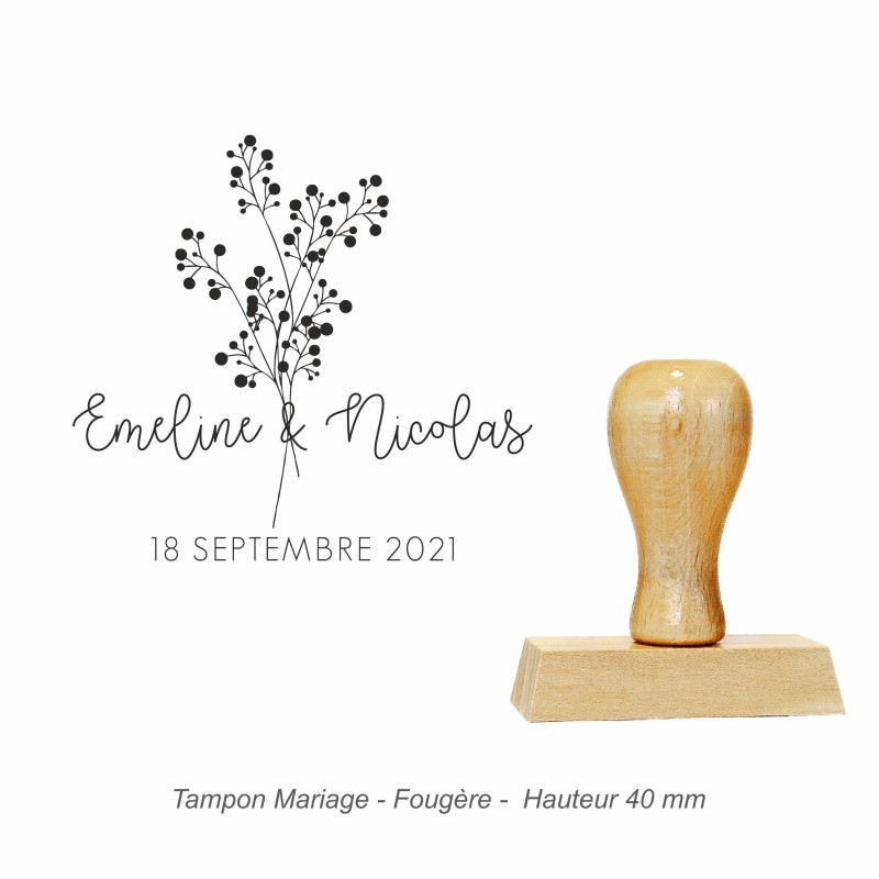 Tampon mariage en bois - motif Fougère