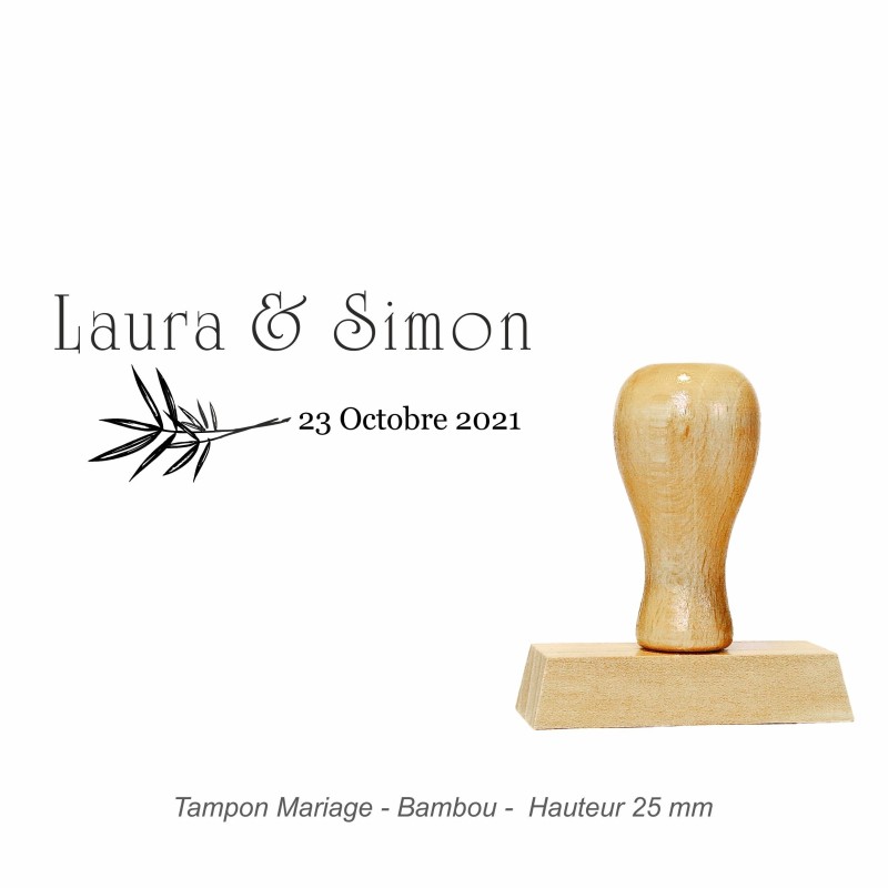 Tampon mariage en bois - motif Bambou