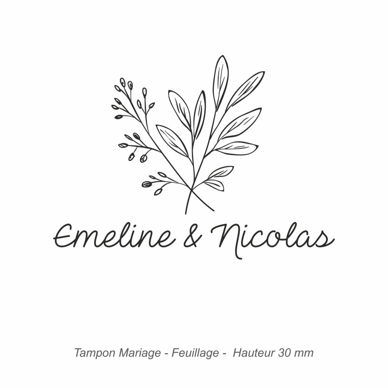 Tampon mariage en bois -Feuillage