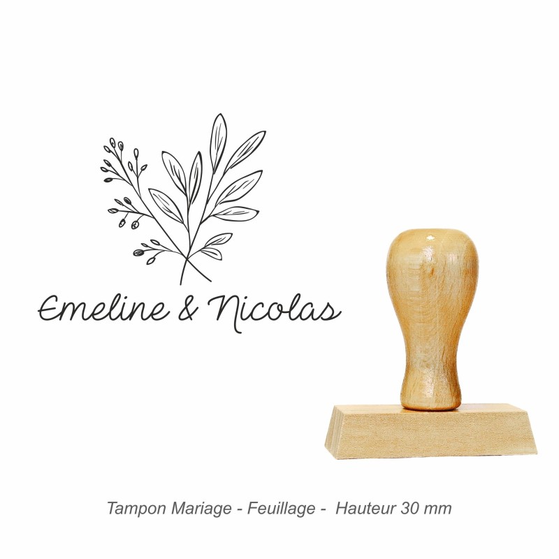 Tampon mariage en bois -Feuillage