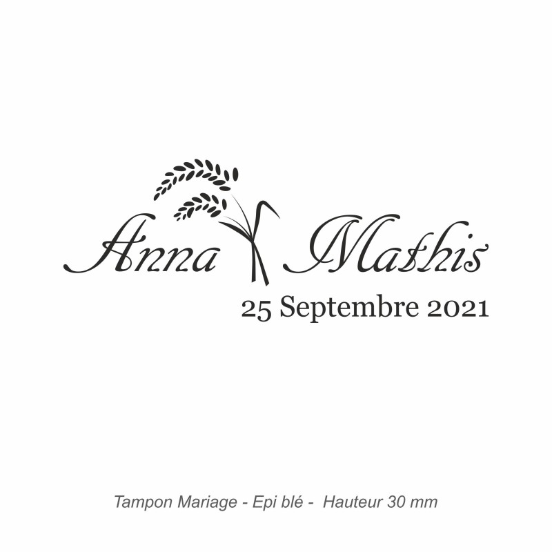Tampon mariage en bois - motif Epi blé