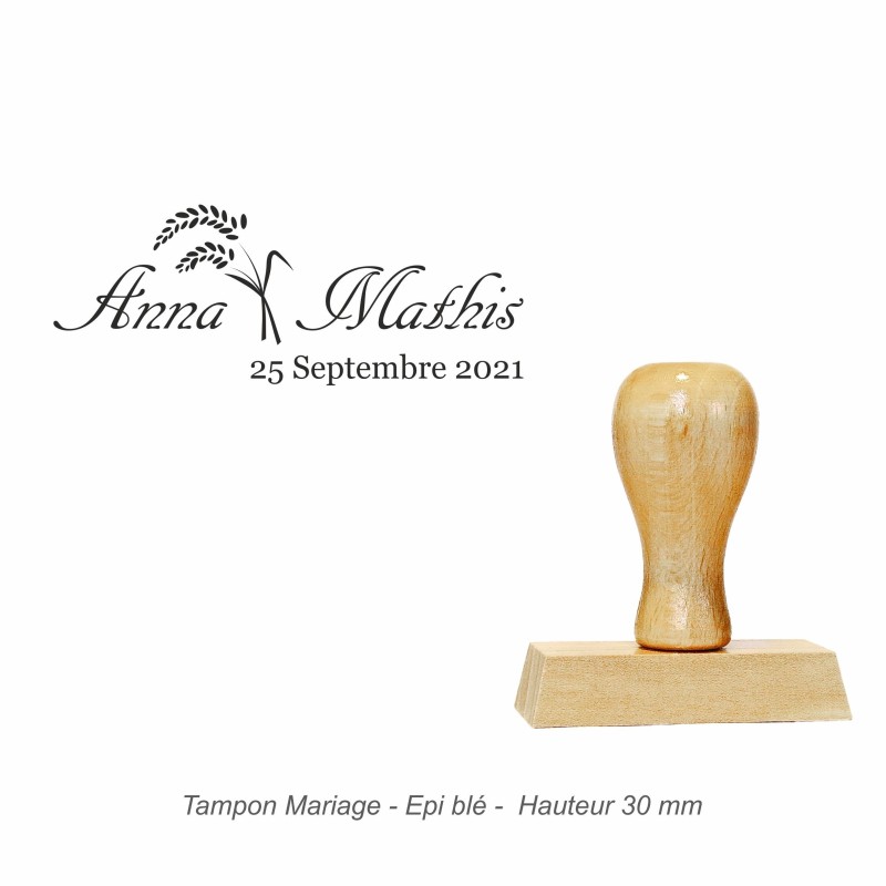 Tampon mariage en bois - motif Epi blé