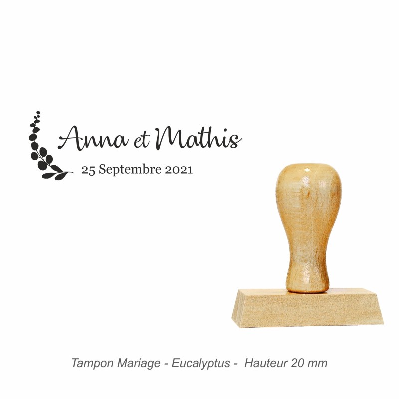 Tampon mariage en bois - motif Eucalyptus