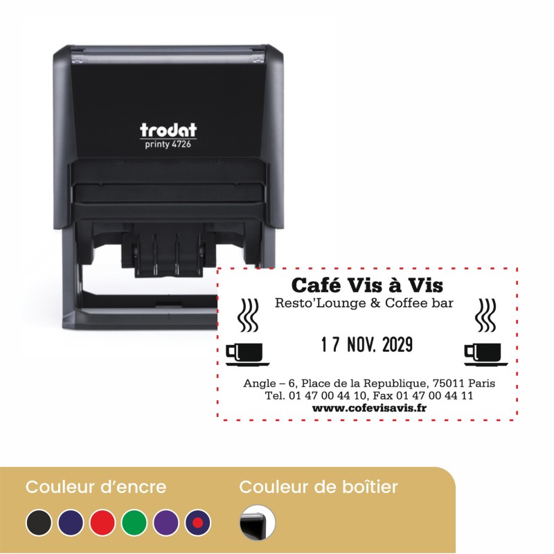 Tampon dateur personnalisé Trodat 4726 - 6 lignes