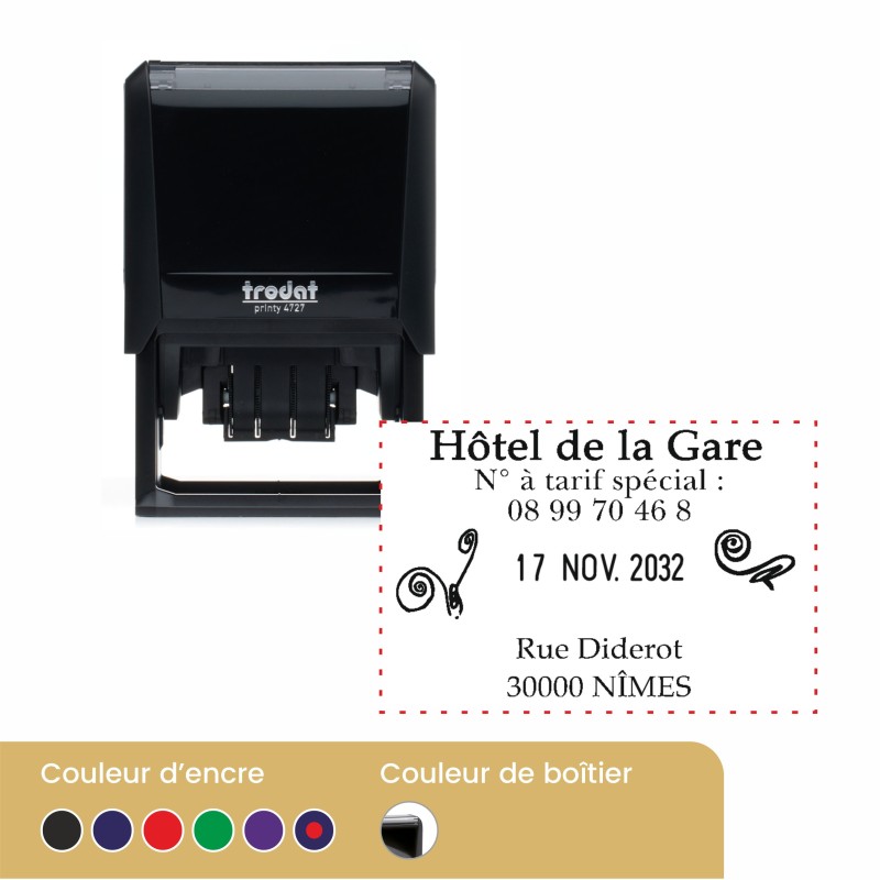 Tampon dateur personnalisé Trodat 4727 - 6 lignes