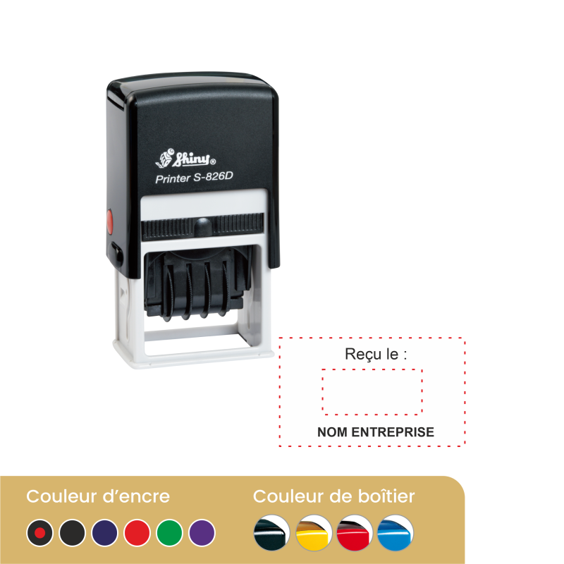 Tampon dateur personnalisé Shiny S-826D - 2 lignes
