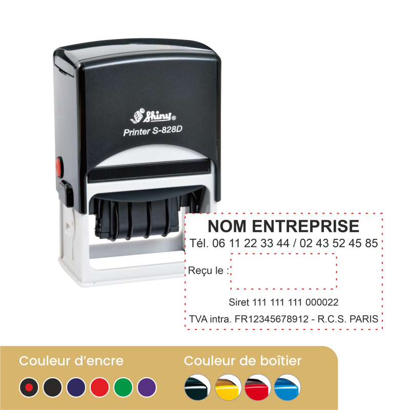 Tampon dateur personnalisé Shiny S-828D - 6 lignes
