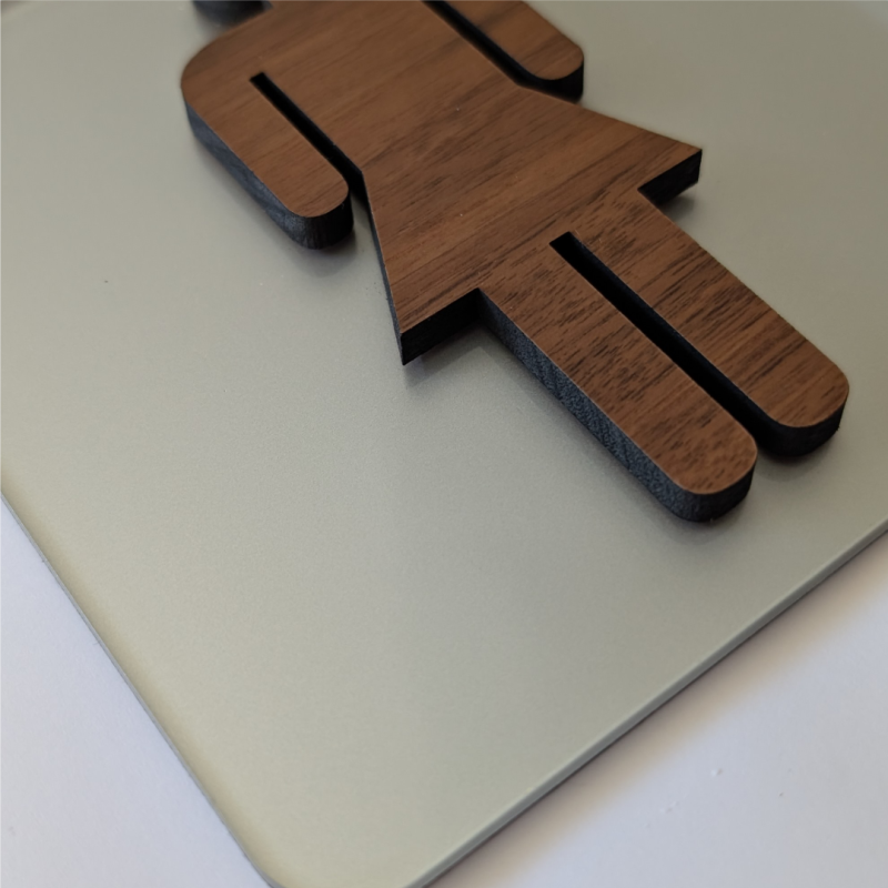 Plaque de porte Toilettes Femmes en bois et plexiglas