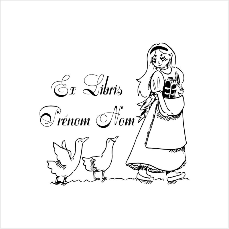 Ex-libris La Fermière et les Oies | Tampon personnalisé