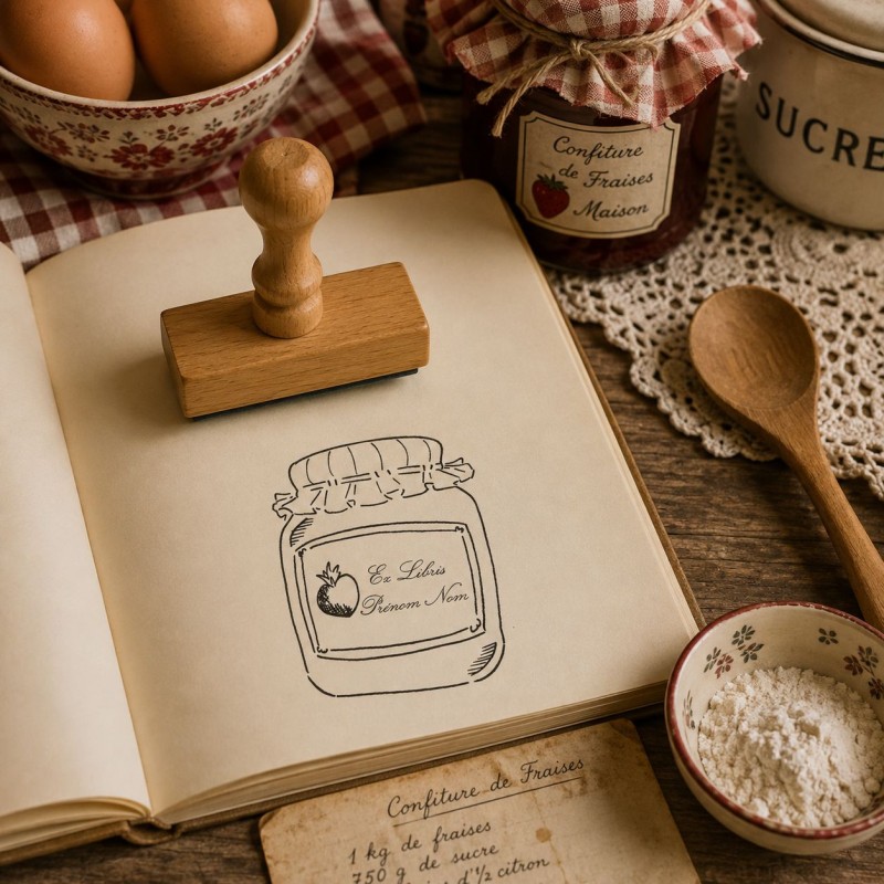 Ex-libris La Confiture | Tampon personnalisé rétro