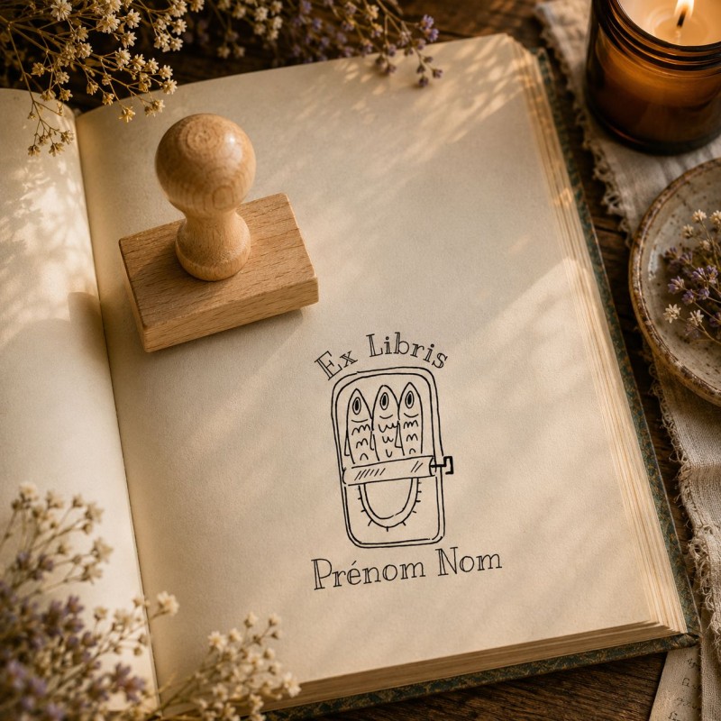 Ex-libris Boîte à Sardines | Tampon personnalisé
