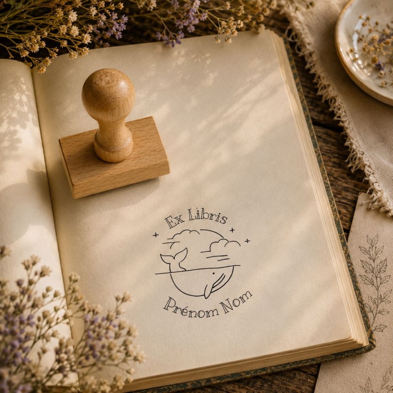 Ex-libris La Baleine | Tampon personnalisé pour livres