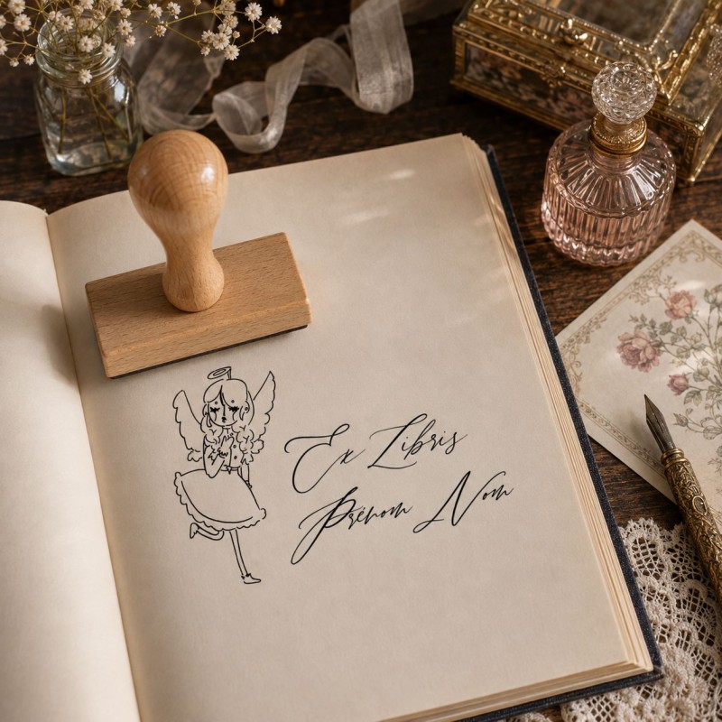 Ex-libris L’Ange | Tampon personnalisé pour livres
