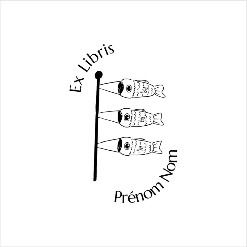 Ex-libris Koinobori | Tampon personnalisé japonais