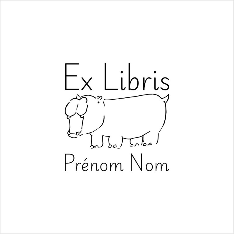 Ex-libris Hippopotame | Tampon personnalisé animaux