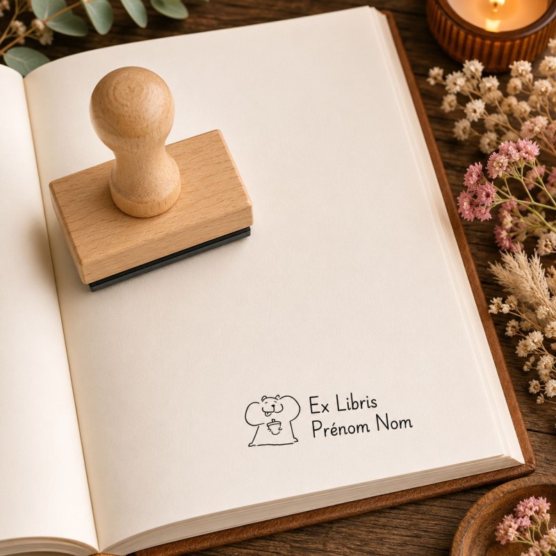 Ex-libris Hamster | Tampon personnalisé pour livres
