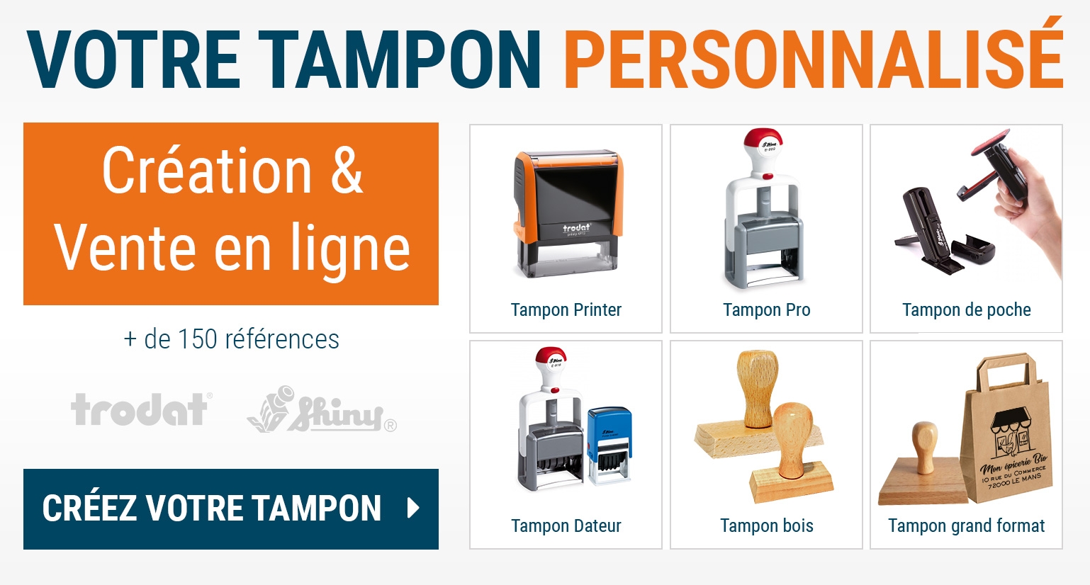 Créez en ligne votre tampon personnalisé : tampon printer, tampon encreur professionnel, tampon dateur, ...